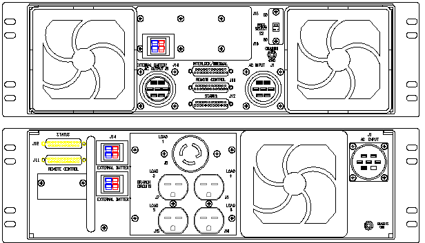 ETI0001-1214 Rugged COTS UPS Standard Rear Panel Layout